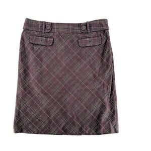 Ann Taylor Vintage Y2K Plaid Tartan Brown Pencil Skirt Midi 6 Wool Cotton